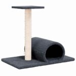 Kattenmeubel met tunnel 60x34,5x50 cm donkergrijs – Image 2