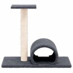 Kattenmeubel met tunnel 60x34,5x50 cm donkergrijs – Image 3