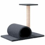 Kattenmeubel met tunnel 60x34,5x50 cm donkergrijs – Image 5