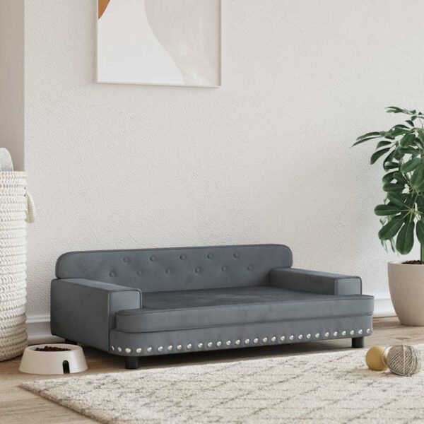 Hondenmand 90x53x30 cm fluweel donkergrijs