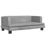 Hondenmand 80x45x30 cm fluweel lichtgrijs – Image 2
