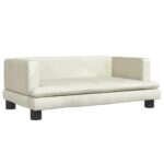 Hondenmand 80x45x30 cm fluweel crèmekleurig – Image 2