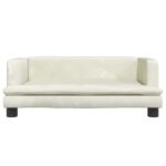 Hondenmand 80x45x30 cm fluweel crèmekleurig – Image 3