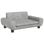 Hondenmand 70x45x33 cm fluweel lichtgrijs - Afbeelding 2