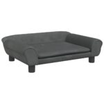Hondenmand 70x48x22 cm fluweel donkergrijs - Image 2