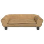 Hondenmand 70x48x22 cm fluweel bruin - Image 3