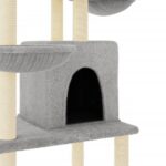 Kattenmeubel met sisal krabpalen 180 cm lichtgrijs - Afbeelding 6