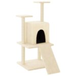 Kattenmeubel met sisal krabpalen 110 cm crèmekleurig – Image 2