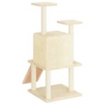 Kattenmeubel met sisal krabpalen 110 cm crèmekleurig – Image 5