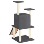 Kattenmeubel met sisal krabpalen 110 cm donkergrijs - Afbeelding 5