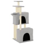 Kattenmeubel met sisal krabpalen 122 cm lichtgrijs - Image 2