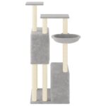 Kattenmeubel met sisal krabpalen 122 cm lichtgrijs - Image 4