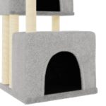 Kattenmeubel met sisal krabpalen 122 cm lichtgrijs - Image 6