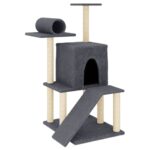 Kattenmeubel met sisal krabpalen 110,5 cm donkergrijs - Image 2