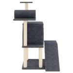 Kattenmeubel met sisal krabpalen 110,5 cm donkergrijs - Image 4