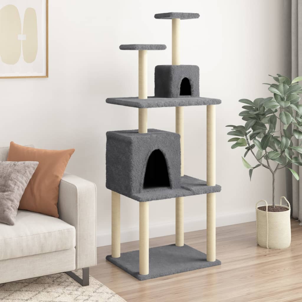8720845417086_m_en_hd_1.jpg Kattenmeubel met sisal krabpalen 167 cm donkergrijs - Afbeelding 1