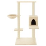 Kattenmeubel met sisal krabpalen 95 cm crèmekleurig – Image 3