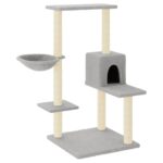 Kattenmeubel met sisal krabpalen 95 cm lichtgrijs - Afbeelding 2