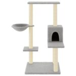 Kattenmeubel met sisal krabpalen 95 cm lichtgrijs - Afbeelding 3