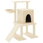 Kattenmeubel met sisal krabpalen 96,5 cm crèmekleurig - Afbeelding 2