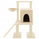 Kattenmeubel met sisal krabpalen 96,5 cm crèmekleurig - Afbeelding 3