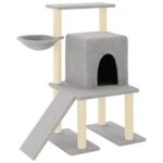Kattenmeubel met sisal krabpalen 96,5 cm lichtgrijs – Image 2