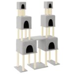 Kattenmeubel met sisal krabpalen 199 cm lichtgrijs - Afbeelding 2