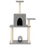 Kattenmeubel met sisal krabpalen 122 cm lichtgrijs – Image 4