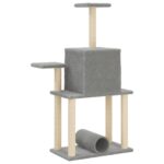 Kattenmeubel met sisal krabpalen 122 cm lichtgrijs – Image 6