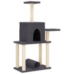 Kattenmeubel met sisal krabpalen 122 cm donkergrijs - Afbeelding 2