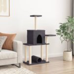 Kattenmeubel met sisal krabpalen 122 cm donkergrijs - Afbeelding 3