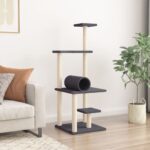 Kattenmeubel met sisal krabpalen 136 cm donkergrijs – Image 3