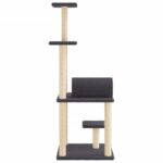 Kattenmeubel met sisal krabpalen 136 cm donkergrijs – Image 5