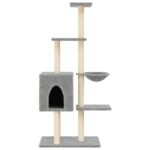 Kattenmeubel met sisal krabpalen 145 cm lichtgrijs - Afbeelding 4
