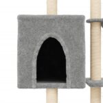 Kattenmeubel met sisal krabpalen 145 cm lichtgrijs - Afbeelding 7
