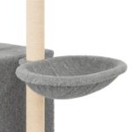 Kattenmeubel met sisal krabpalen 145 cm lichtgrijs - Afbeelding 8
