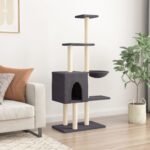 Kattenmeubel met sisal krabpalen 145 cm donkergrijs – Image 3