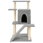 Kattenmeubel met sisal krabpalen 97 cm lichtgrijs – Image 4