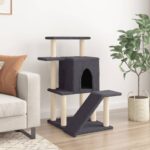 Kattenmeubel met sisal krabpalen 97 cm donkergrijs - Image 3