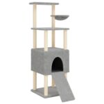 Kattenmeubel met sisal krabpalen 153 cm lichtgrijs - Afbeelding 2