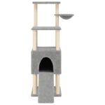 Kattenmeubel met sisal krabpalen 153 cm lichtgrijs - Afbeelding 4