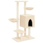 Kattenmeubel met sisal krabpalen 117 cm crèmekleurig – Image 2