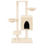 Kattenmeubel met sisal krabpalen 117 cm crèmekleurig – Image 4