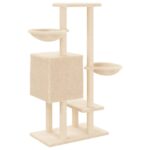 Kattenmeubel met sisal krabpalen 117 cm crèmekleurig – Image 6