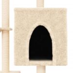 Kattenmeubel met sisal krabpalen 117 cm crèmekleurig – Image 7
