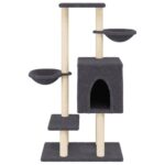 Kattenmeubel met sisal krabpalen 117 cm donkergrijs - Image 4