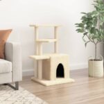 Kattenmeubel met sisal krabpalen 83,5 cm crèmekleurig - Afbeelding 3