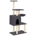 Kattenmeubel met sisal krabpalen 131 cm donkergrijs – Image 2