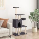 Kattenmeubel met sisal krabpalen 131 cm donkergrijs – Image 3