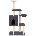 Kattenmeubel met sisal krabpalen 131 cm donkergrijs – Image 4